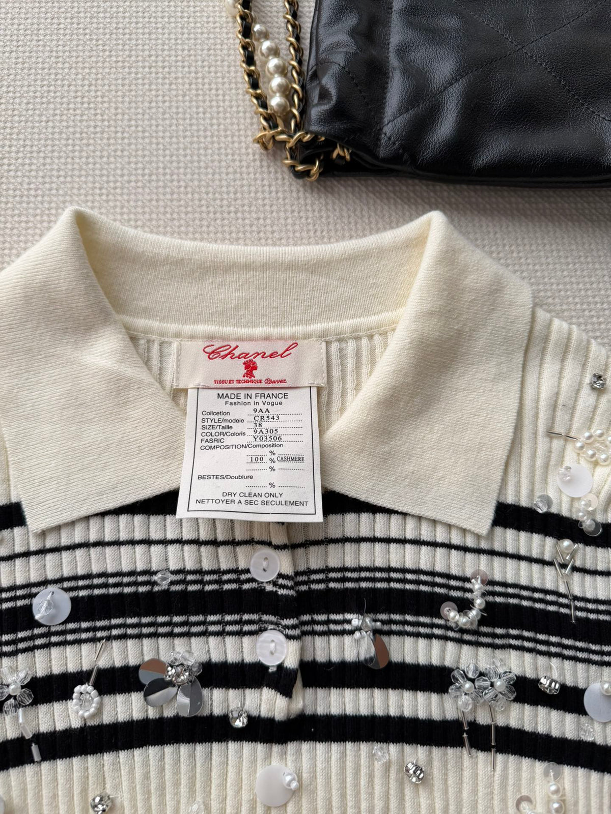 Chanel 2026 Striped Knit Polo Shirt Cashmere 166849