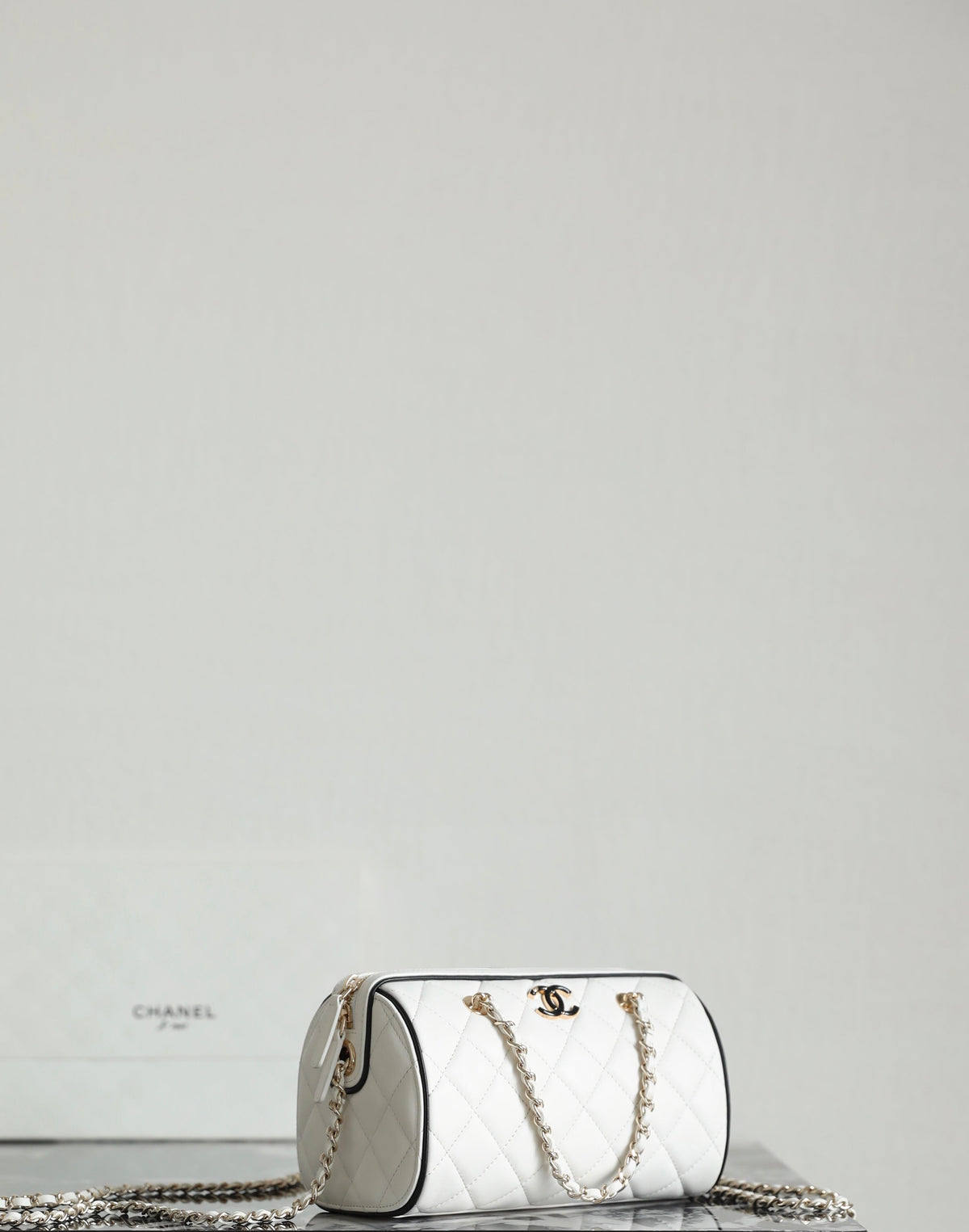 Chanel 2025 Bowling Bag White Lambskin 343004