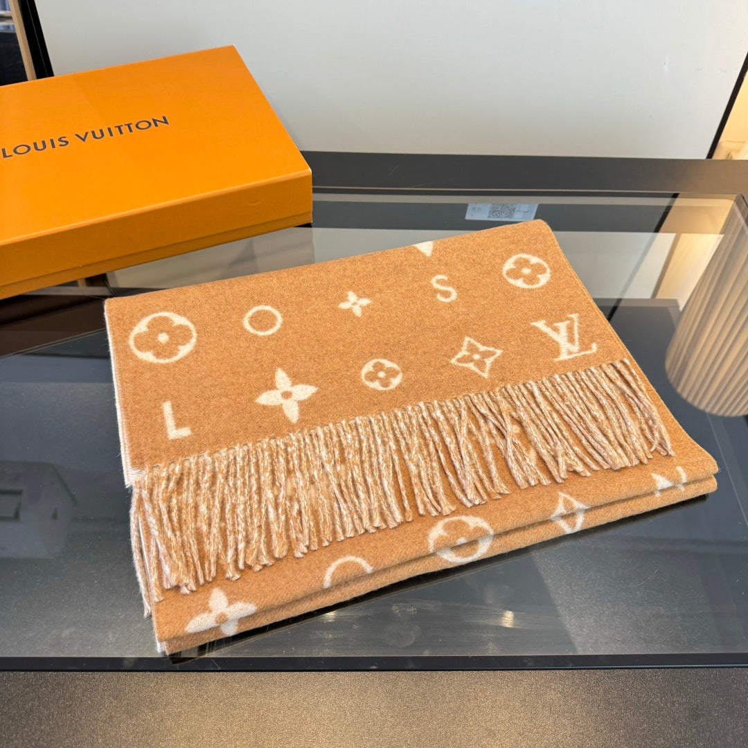 LV 25 Scarf 220CM Light Brown Wool 293515