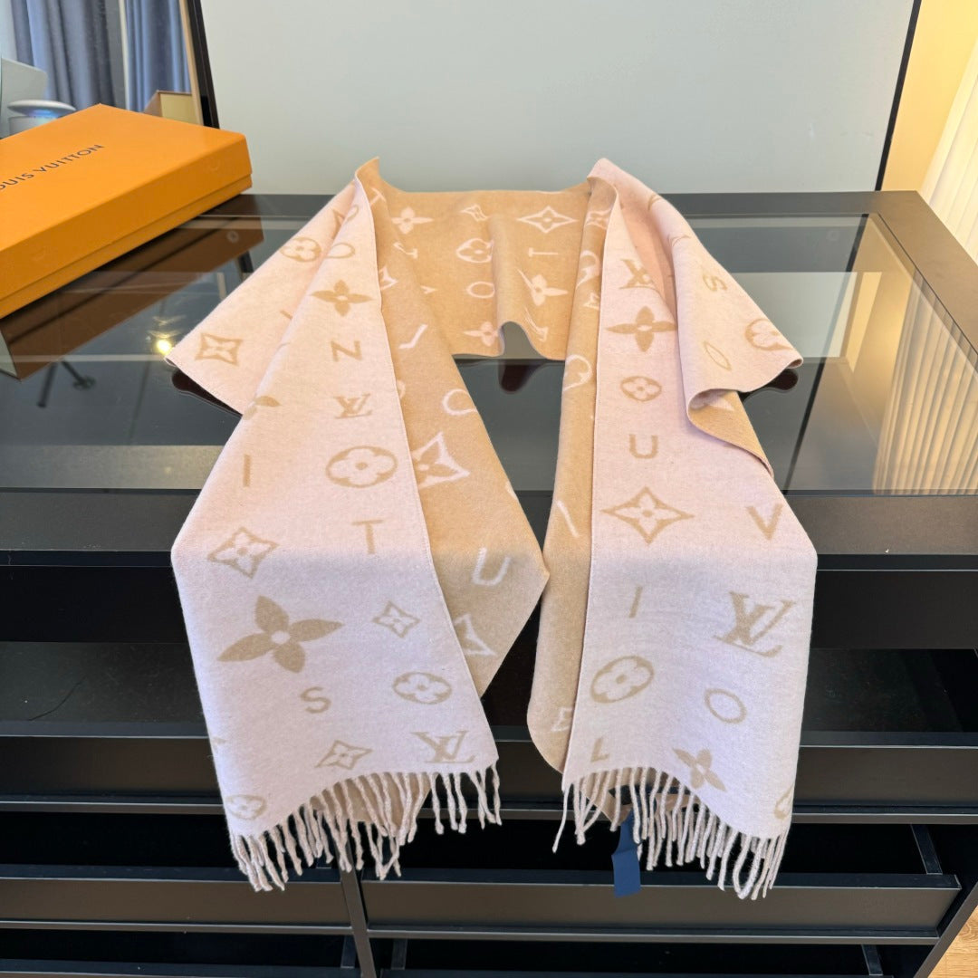 LV 25 Scarf 220CM Light Pink Wool 293518