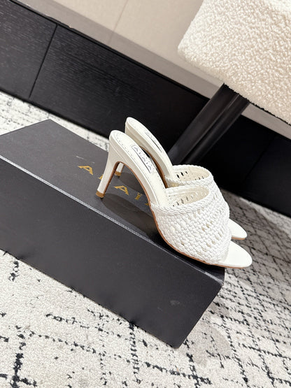 ALAIA  Muller high-heeled white woven leather