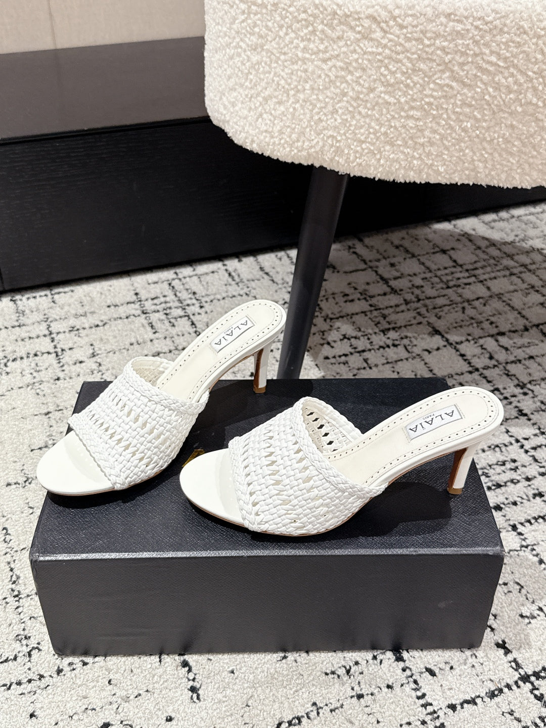 ALAIA  Muller high-heeled white woven leather