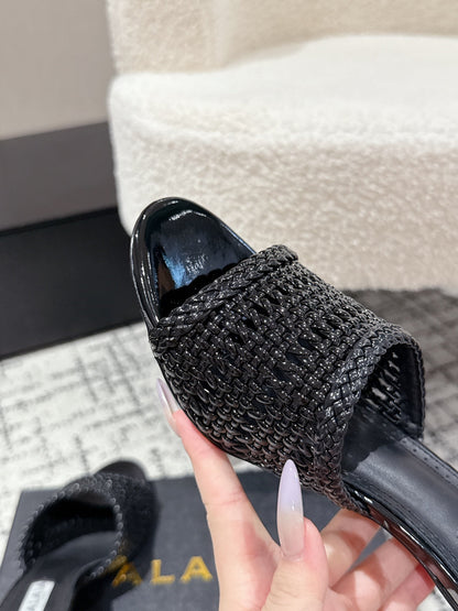 ALAIA  Muller high-heeled black woven leather
