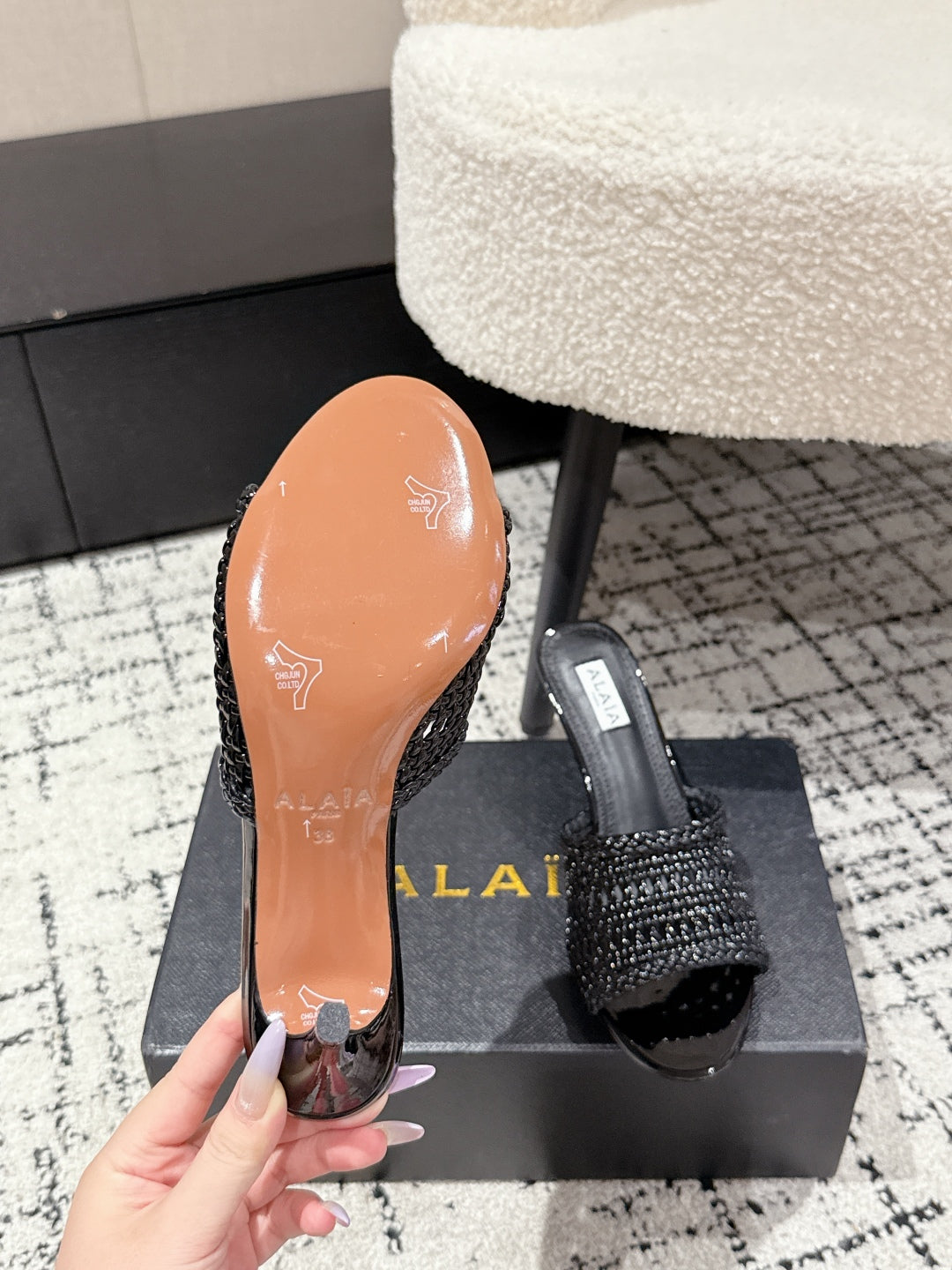 ALAIA  Muller high-heeled black woven leather