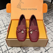LV Flat-soled lock loafers burgundy cowhide 383376