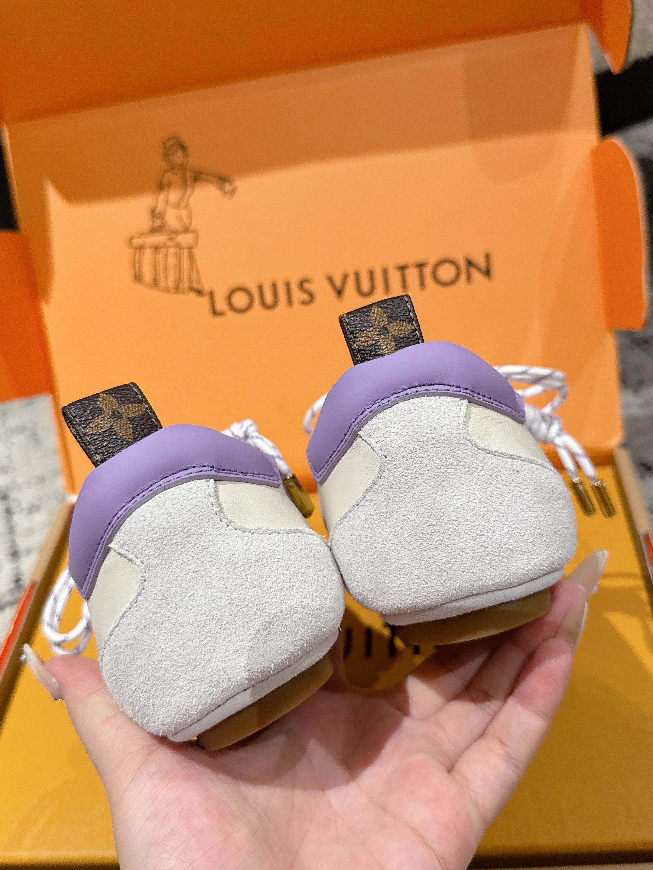 LV Sneakerina ballet-style sneaker white purple cowhide 383382