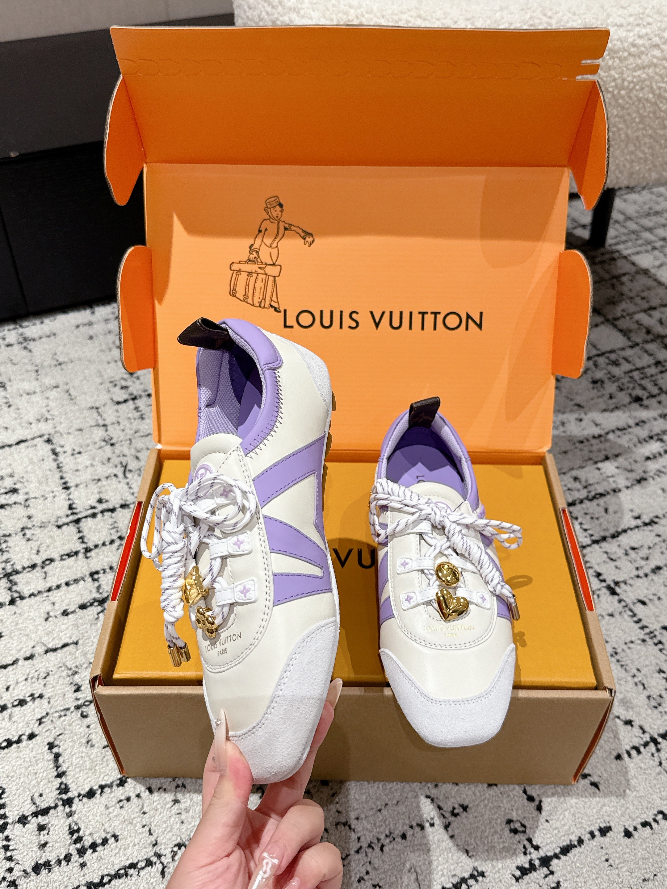 LV Sneakerina ballet-style sneaker white purple cowhide 383382