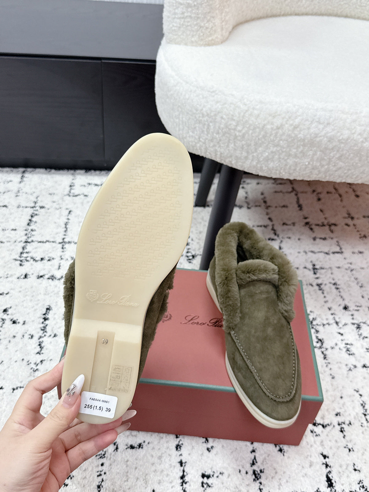 LP 26SS Open Walk Ankle Boot Green Suede Fur 617390