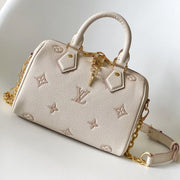 LV Speedy 20 BandouliÃ¨re Bag Beige Embossed cowhide 252519