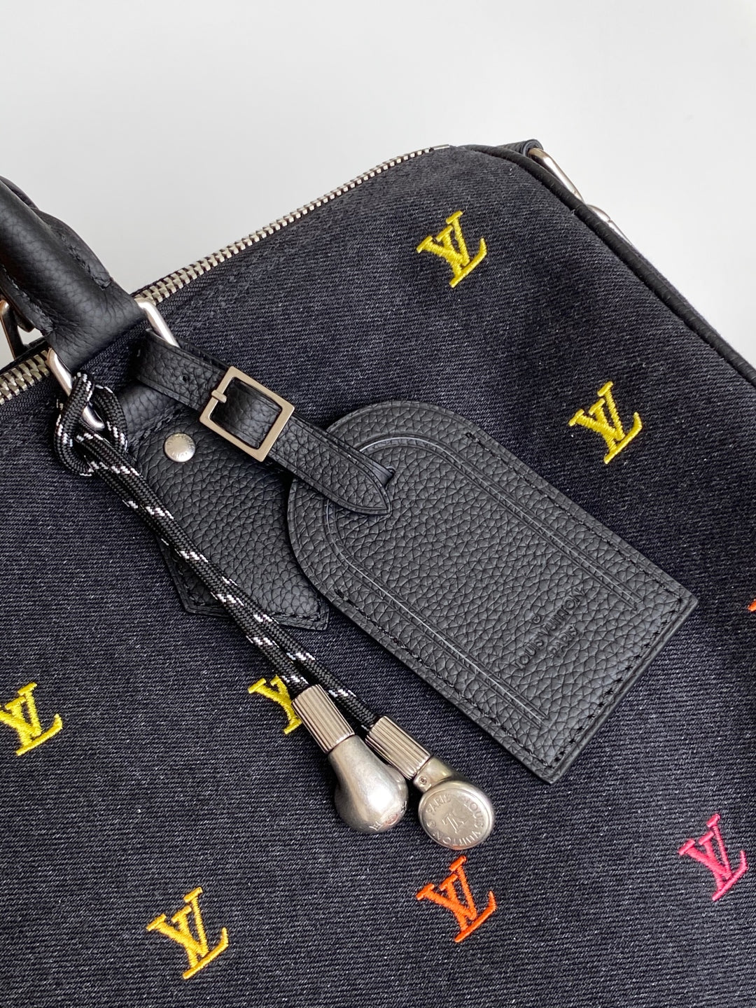 LV Speedy 40 BandouliÃ¨re Bag Black Denim Leather 252470