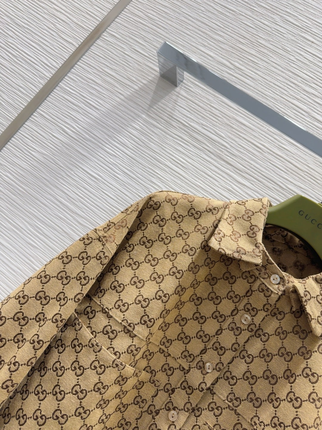 Gucci 2025 Shirt Camel and Ebony Polyester Fiber