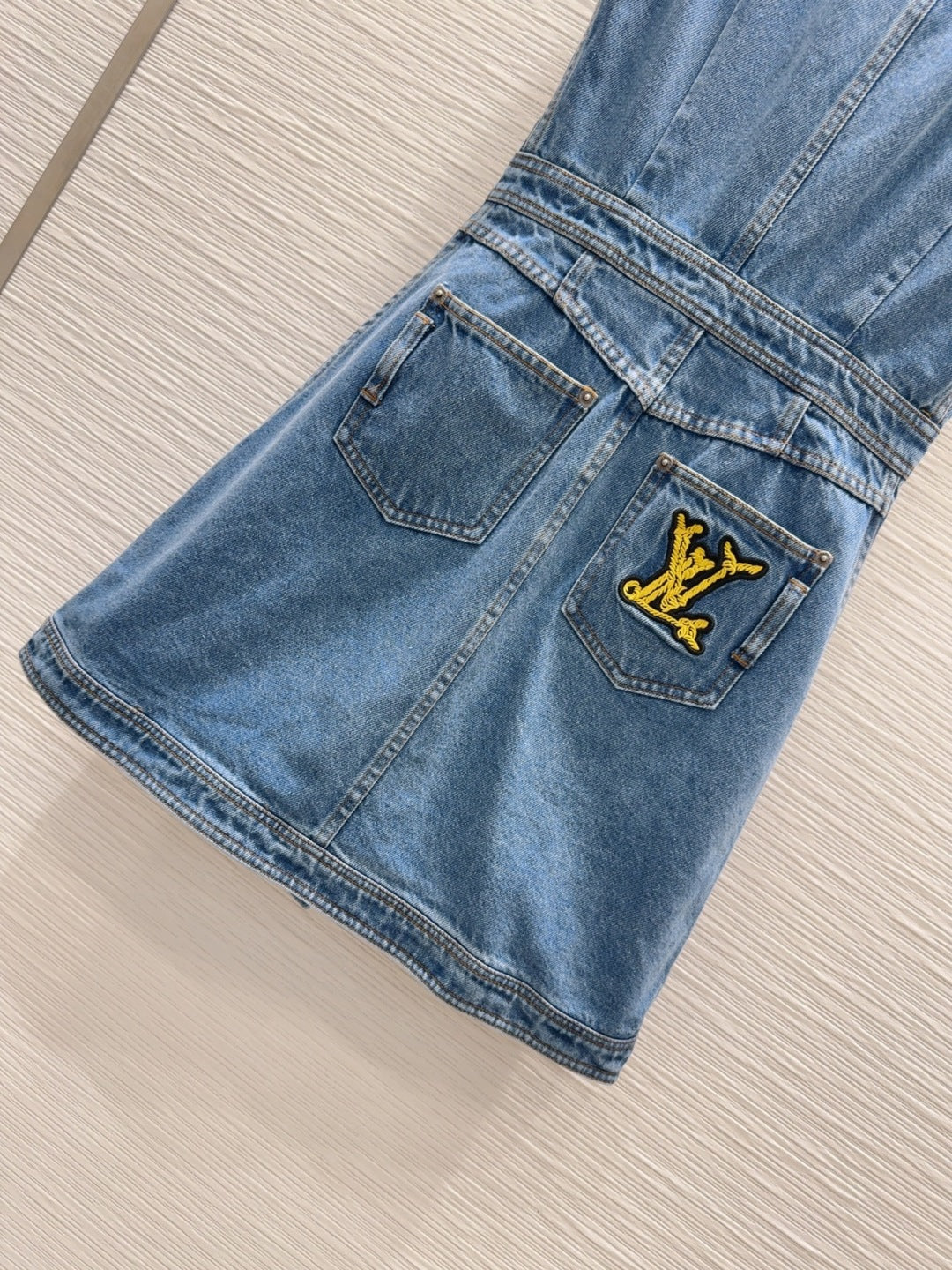 LV 25 Denim Dress With Pocket Blue Cotton