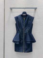 LV 25 Denim Dress Blue Cotton