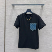 LV 25 Denim Pocket T-shirt Black Cotton