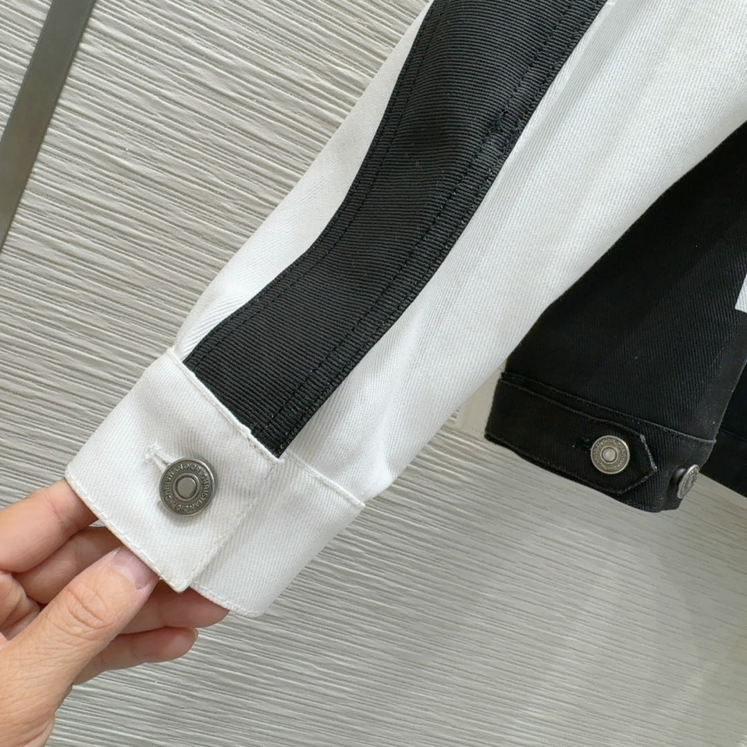 CD 2025 "Dior" Bomber Jacket Black White Cotton