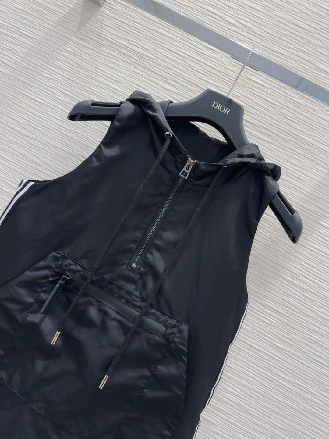 CD 2025 Hooded Vest Dress Black Polyester