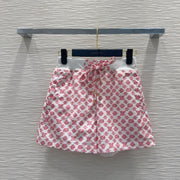 LV 25 Classic Flower Shorts Pink White Poliester
