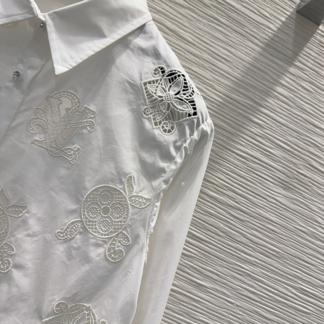 LV 25S Simple Logo Design Shirt White Cotton