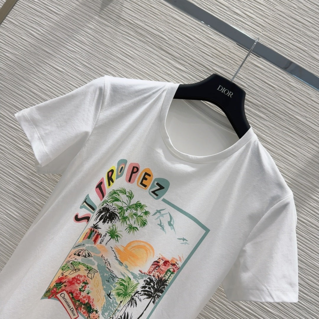 CD 25 T-shirt White with Colorful tencel wool nylon