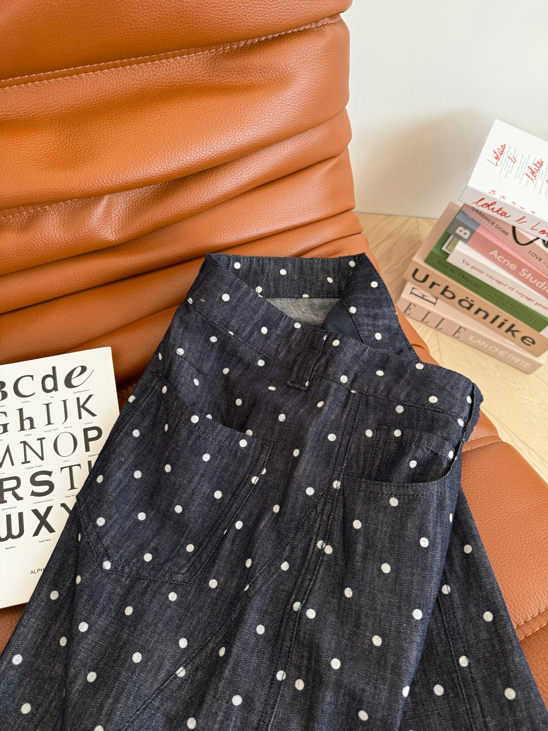 Celine 25 Polka-dot Pants Navy Blue Cotton