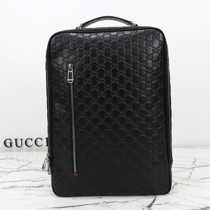 Gucci 2026 Emblem Backpack 43cm Black Embossed Calfskin