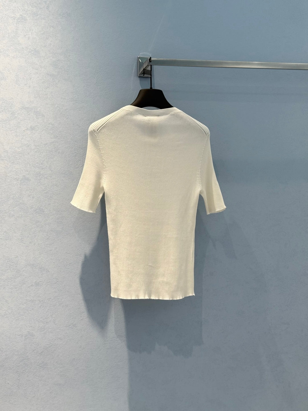Fendi 25 Letter Hollow Knitted Short Sleeves top White Silk Cotton