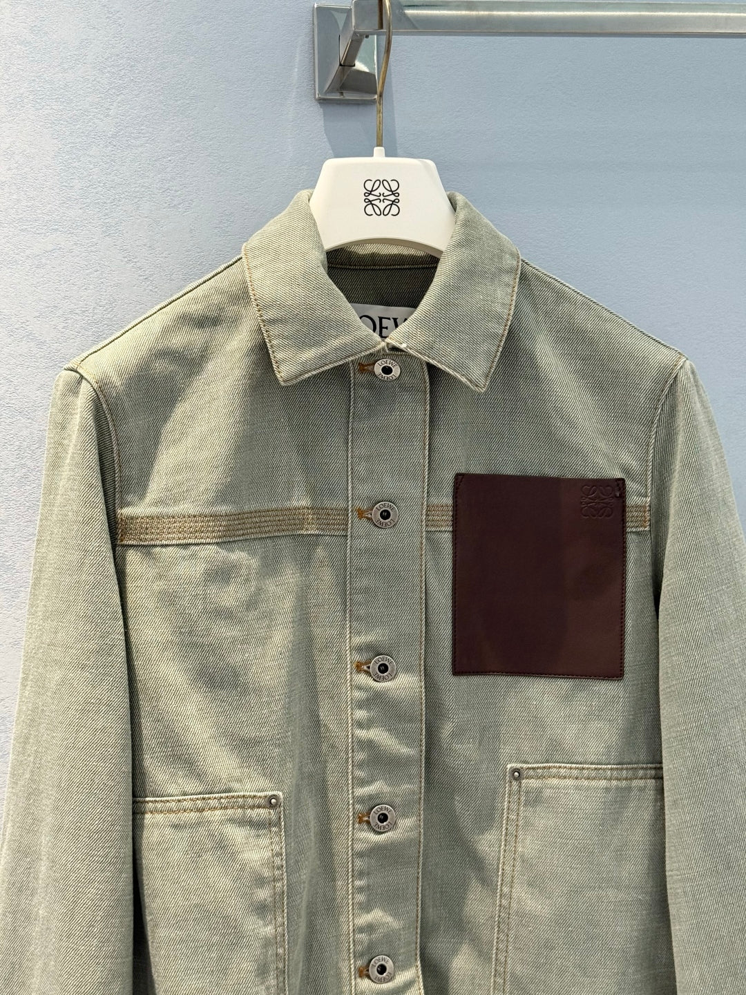 Loewe 25 Jacket Beige Green Cotton And Denim