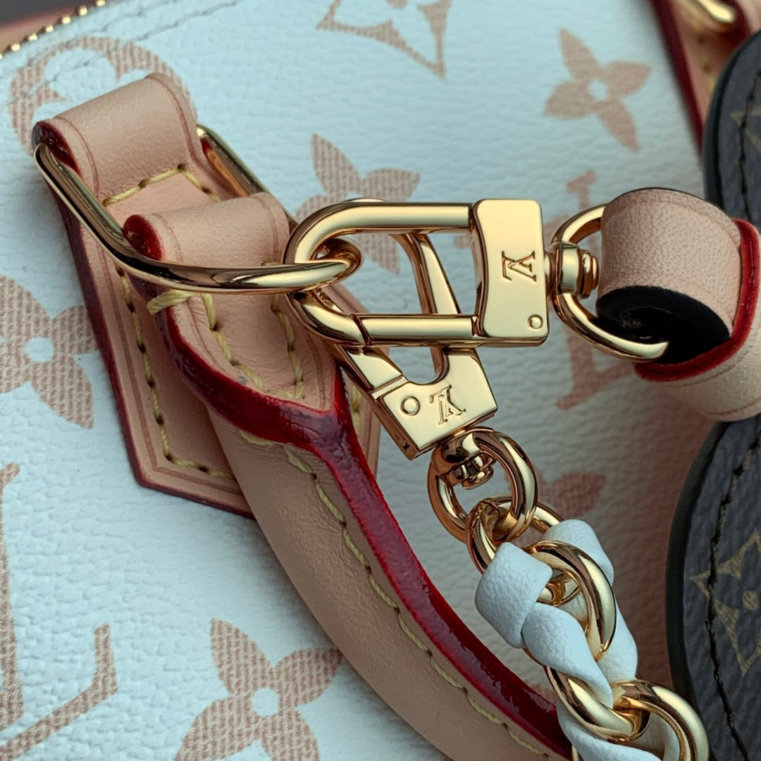 LV Alma Monogram Bag 19.5cm White Beige Leather Canvas 337567