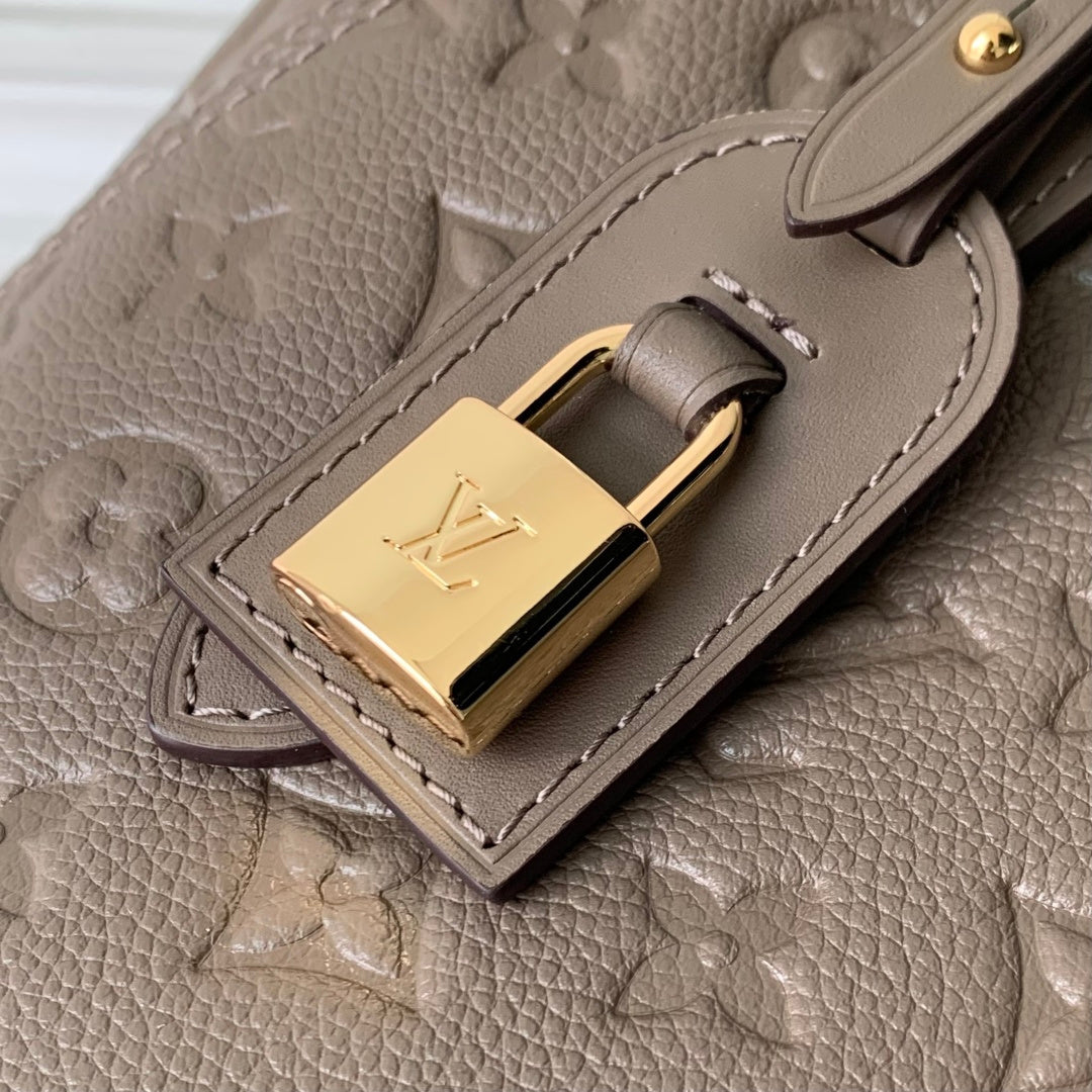 LV 2025 Louis Vuitton All In One MM Bag 40cm Gray Monogram Empreinte Leather 343619