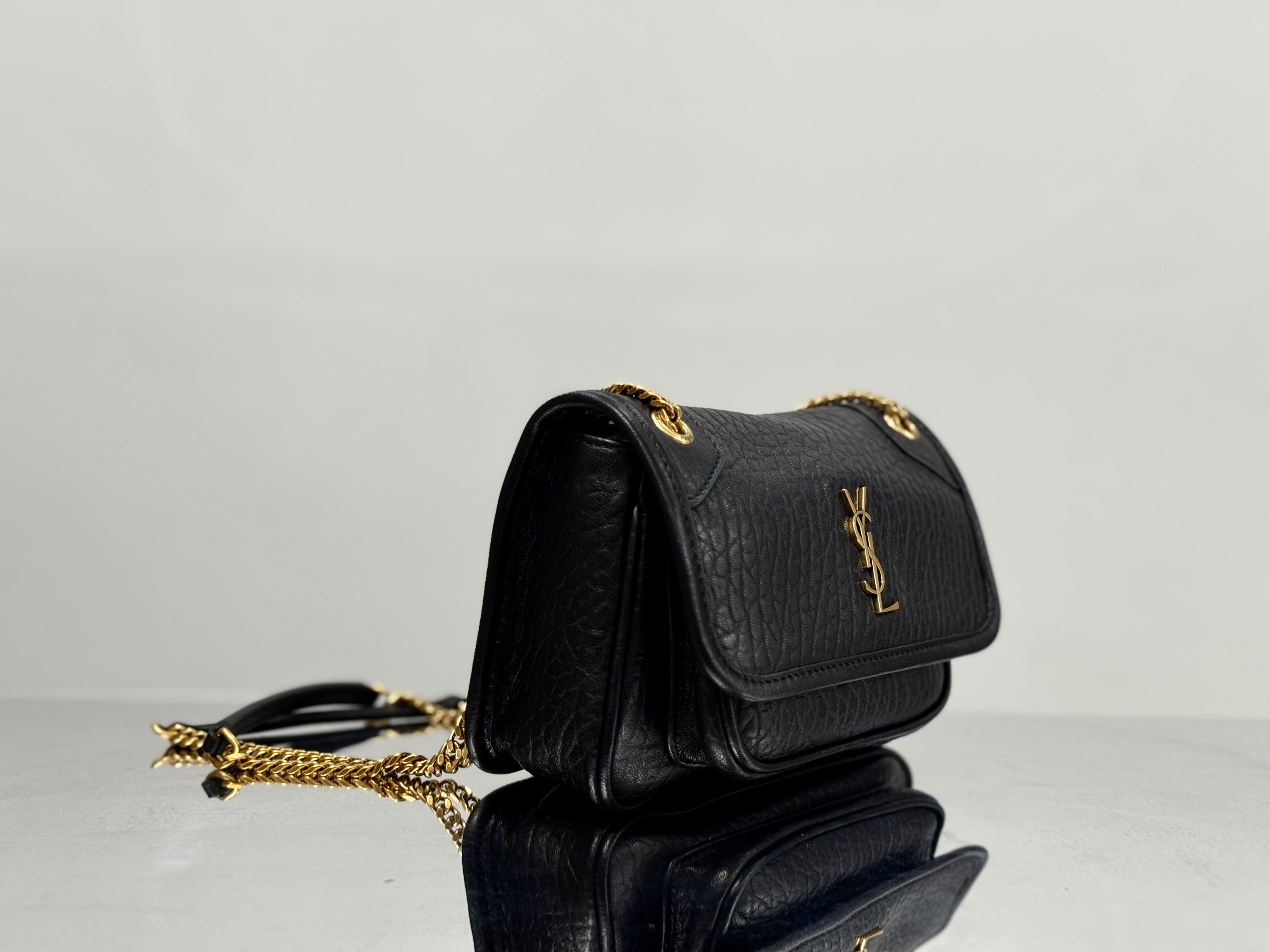 YSL Niki Mini Handbag 18 Black Lambskin Gold Hardware