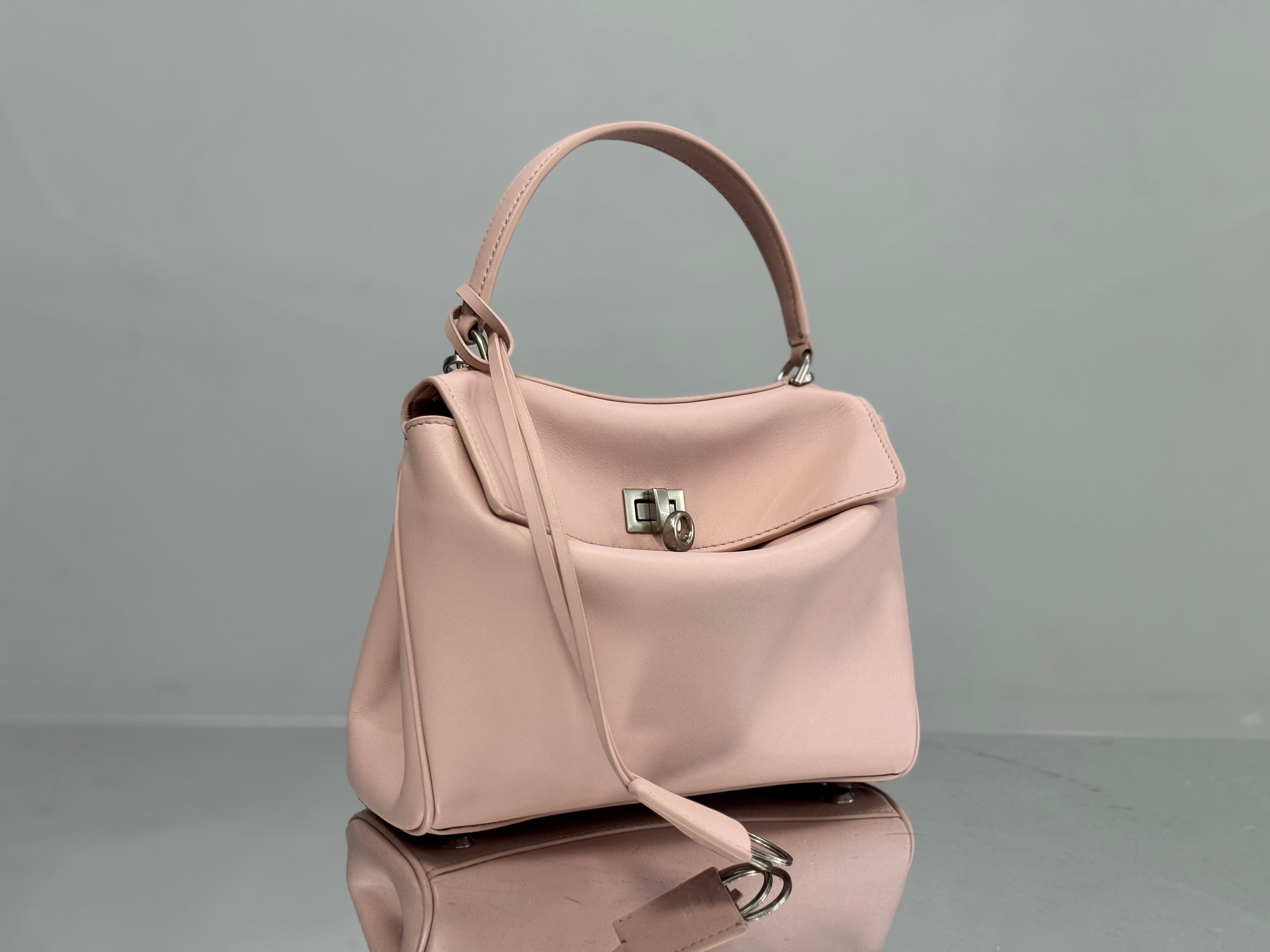 Balenciaga Mini Bag 22 Light Pink Calfskin Sliver Hardware