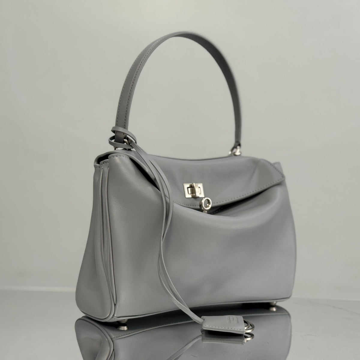 Balenciaga Small Bag 29 Gray Calfskin Sliver Hardware