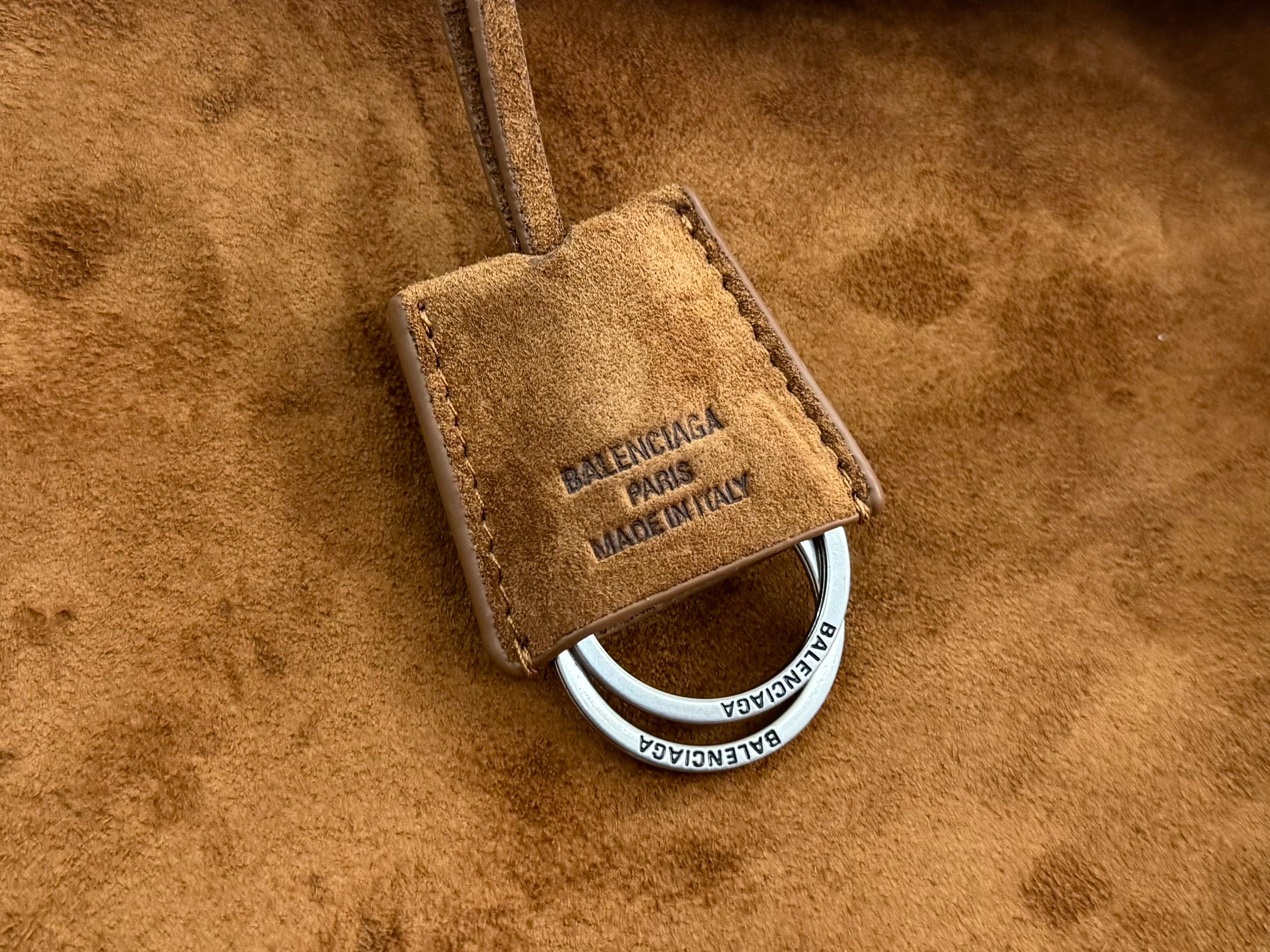 Balenciaga Mini Bag 22 Camel Brown Suede Sliver Hardware