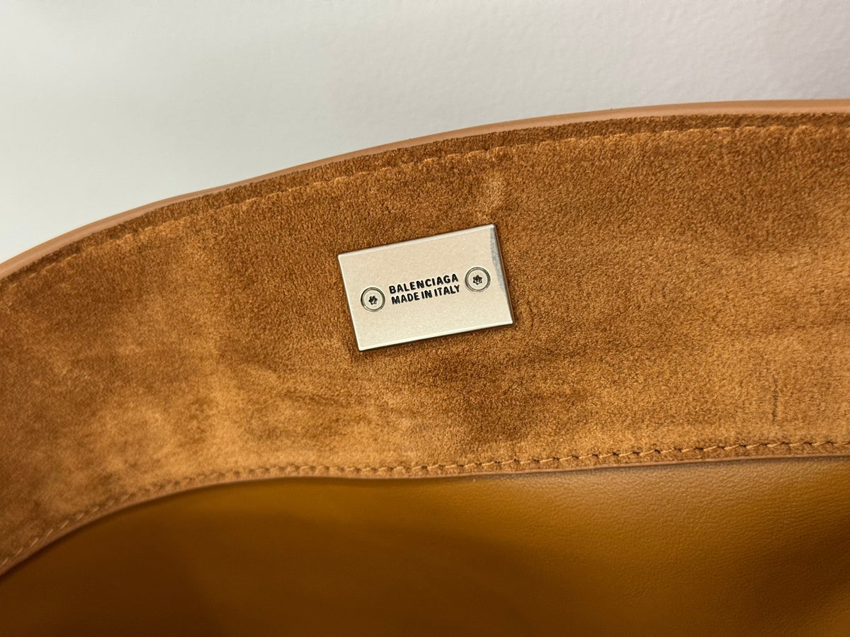 Balenciaga Medium Bag 35 Camel Brown Suede Sliver Hardware