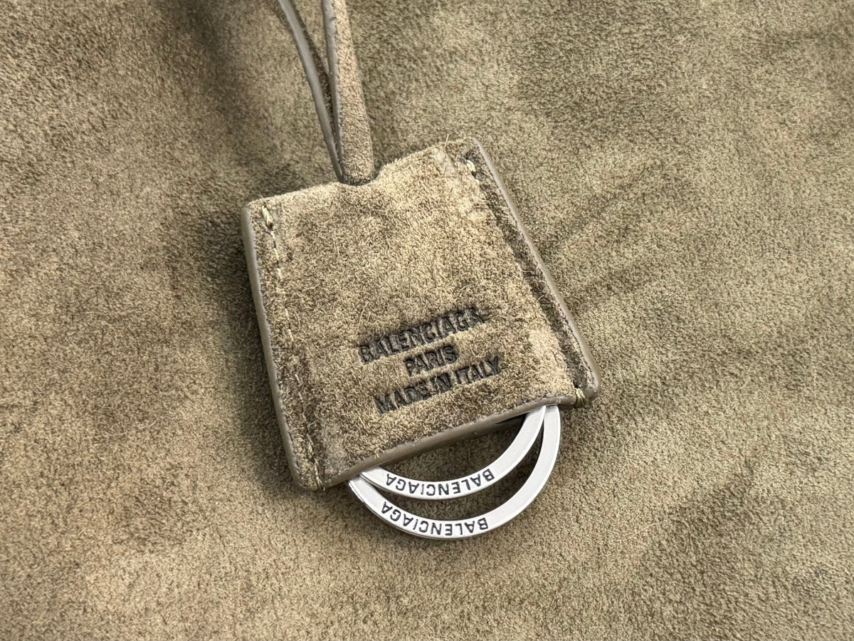Balenciaga Medium Bag 35 Olive Green Suede Sliver Hardware
