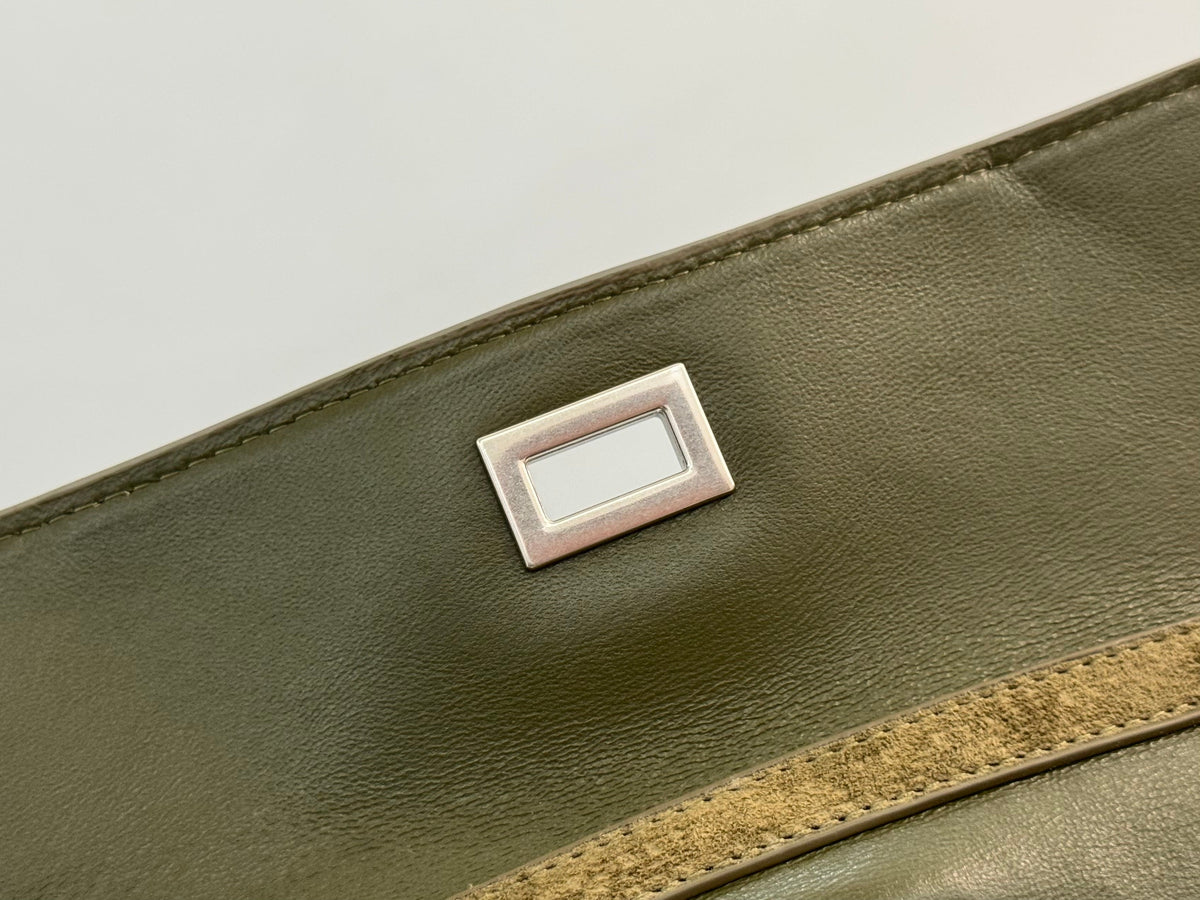 Balenciaga LargeBag 40 Olive Green Suede Sliver Hardware