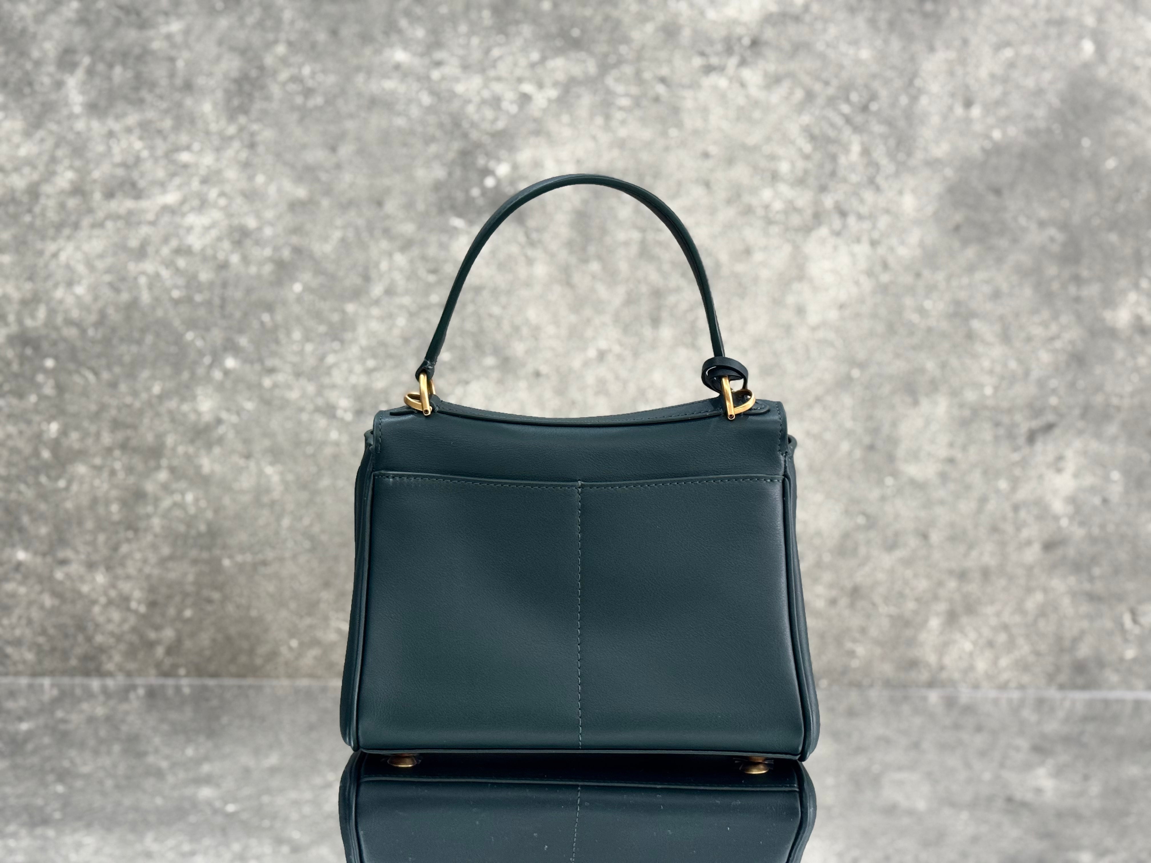 Balenciaga Mini Bag 22 Dark Green Calfskin Gold Hardware