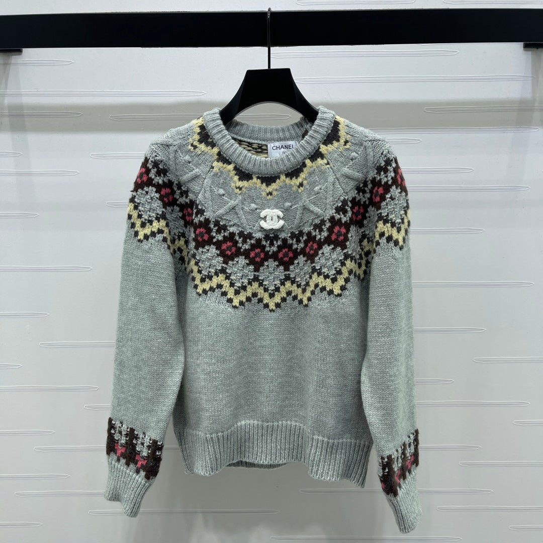 Chanel 2025 Sweater Gray Mix Colors Wool Nylon 319617