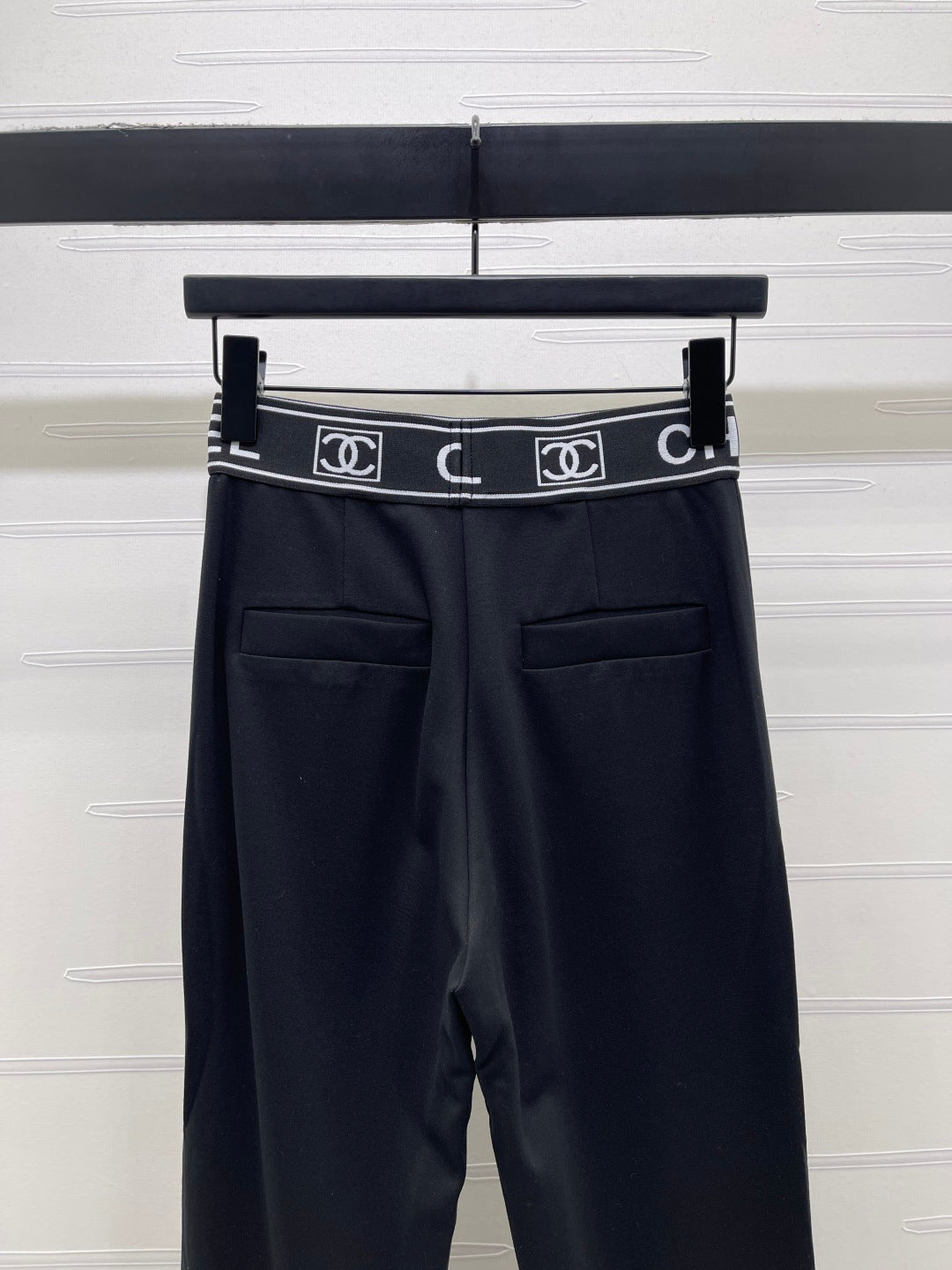 Chanel 2026 Webbing Letter Flared Pant Black White Cotton Polyamide 363365