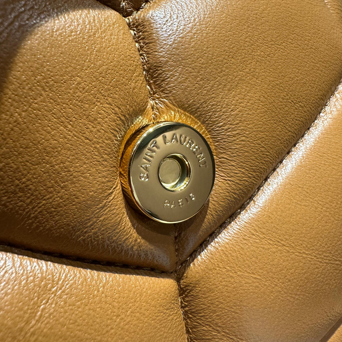 YSL Loulou Puffer Quilted Bag Brown Gold Lambskin  338793