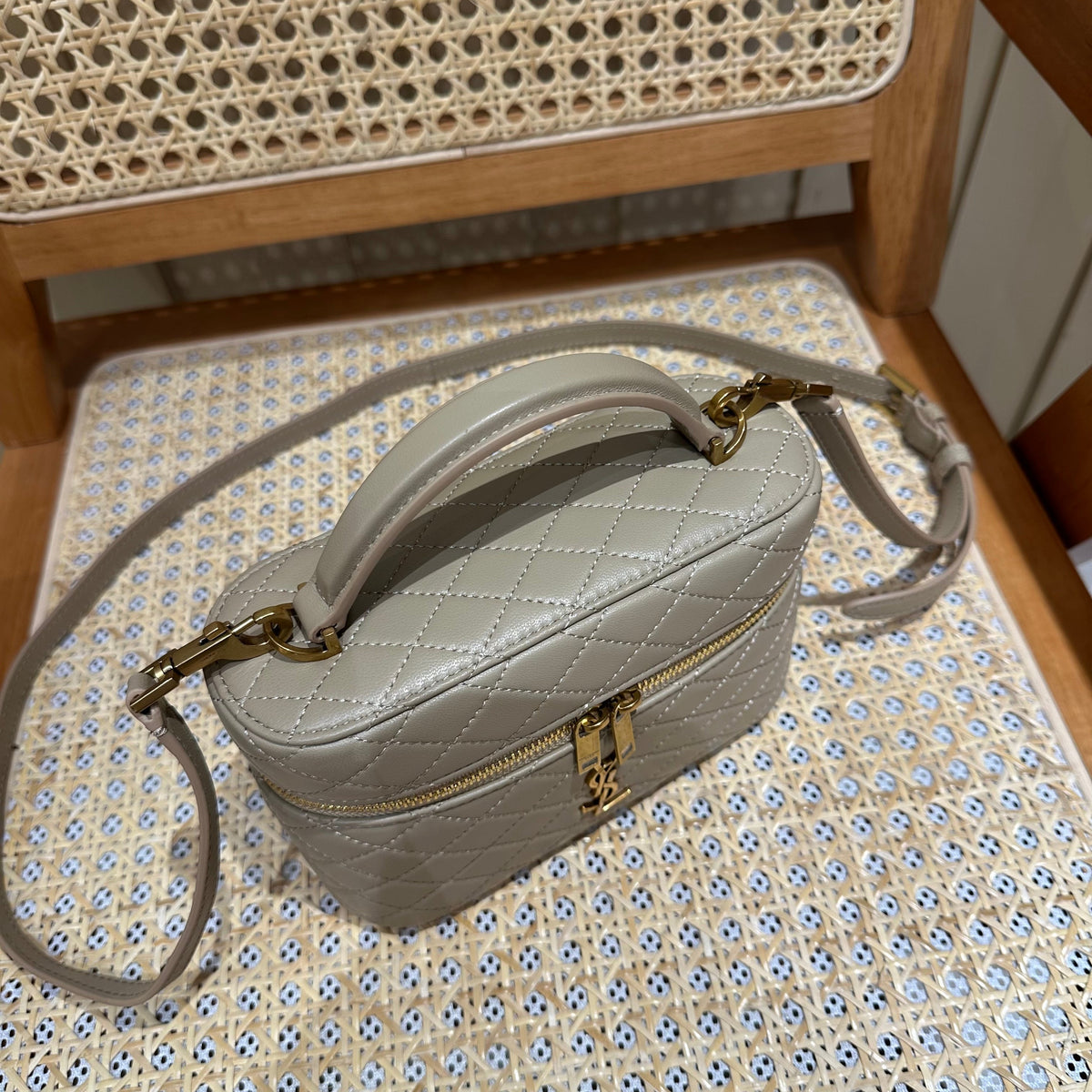 YSL Gaby Vanity Bag 18 Neutral Beige Quilted Calfskin