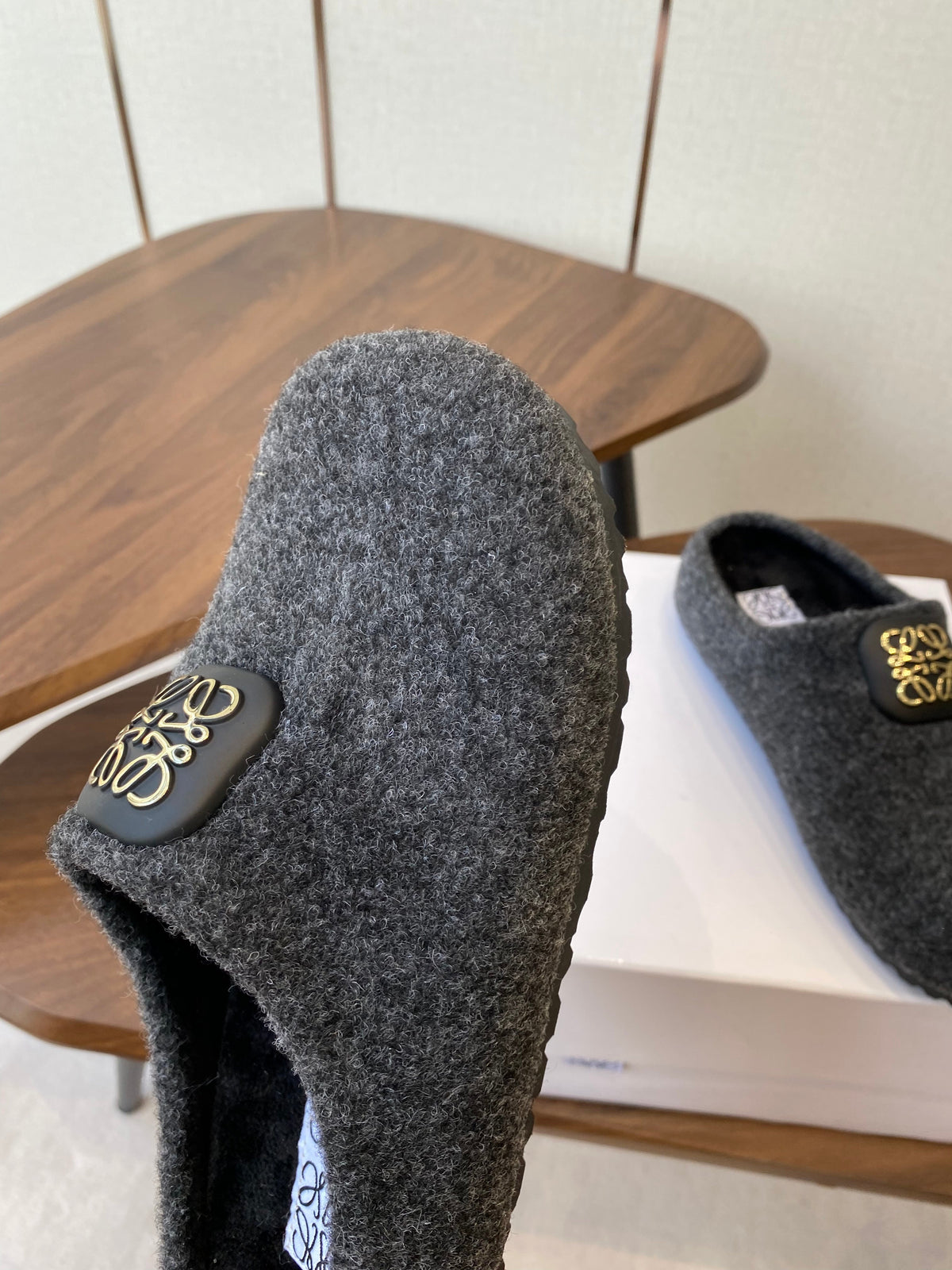 Loewe Birkenstock slippers gray wool 477795