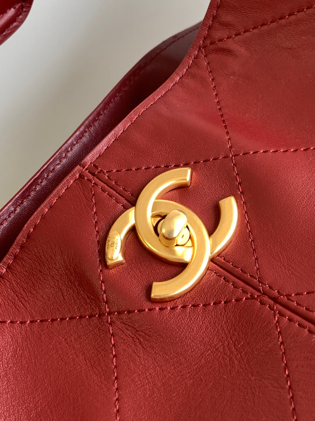 Chanel 2026 Stitched Shopping Bag 36cm Red Calfskin 348239