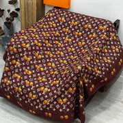 LV X TM MONOGRAM Scarf Brown Yellow Silk Cashmere 965427