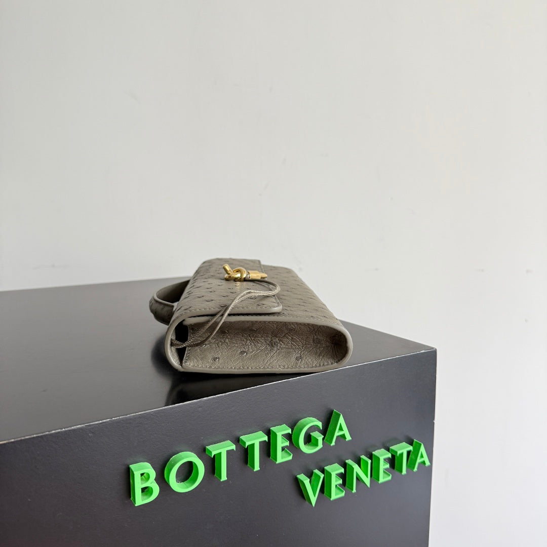 Bottega Veneta 2026 Andiamo Clutch 31cm Etoupe Ostrich Leather 136969