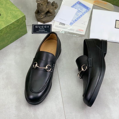 GG Men's Horsebit Loafer Black Silver Cowhide 524769