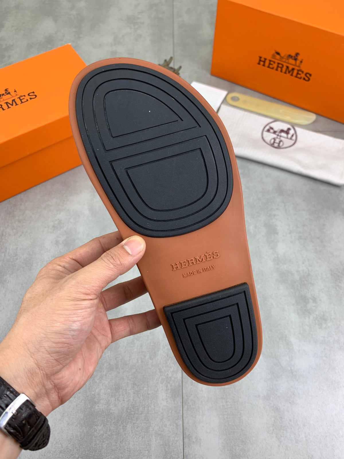 HM Men's Genius Sandals Brown Calfskin 645505