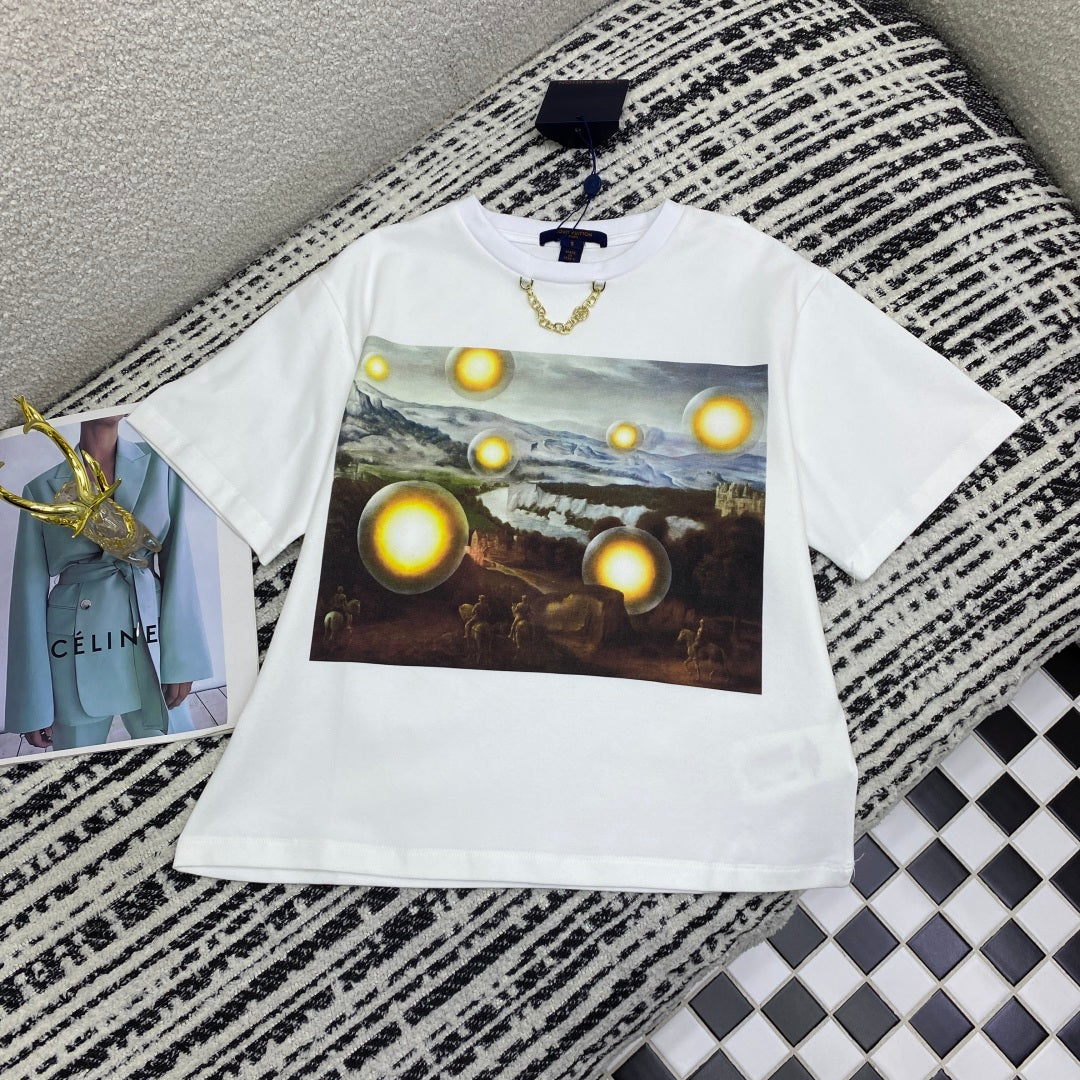 LV Round Neck T-shirt White Cotton