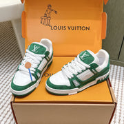 LV 26ss Trainer Sneakers White Green Denim Cowhide 657912