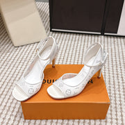 LV 26ss Peep-Toe Sandals 85 White Mesh 663223